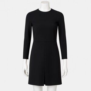 & Other Stories Box Pleat Black Sheath Dress Exposed Zipper Size 6 Long Sleeve